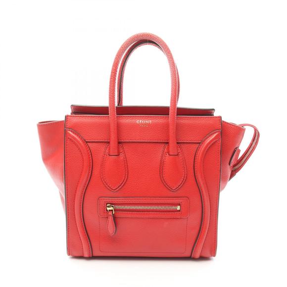 Celine Luggage Tote Bag Leather Red - Picture 1 of 7